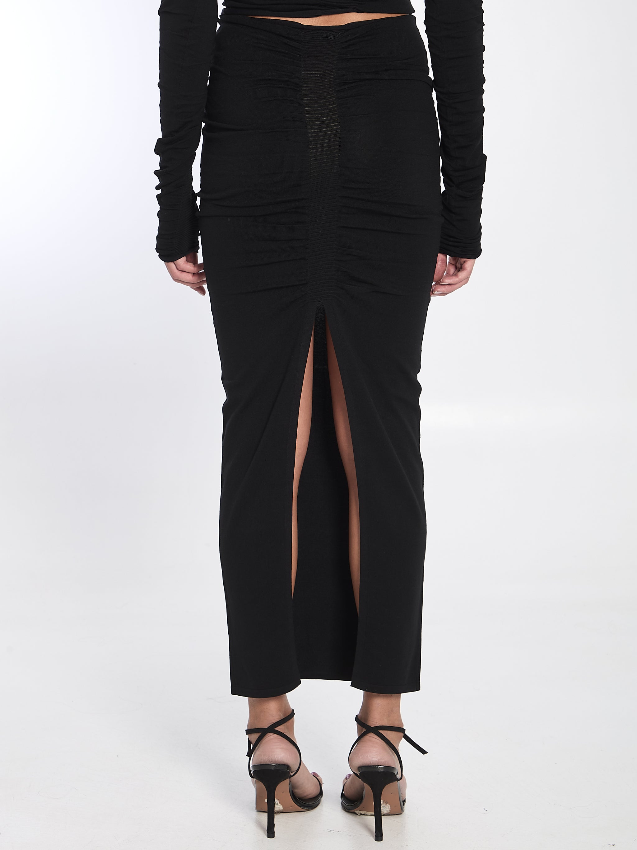 ruched long skirt