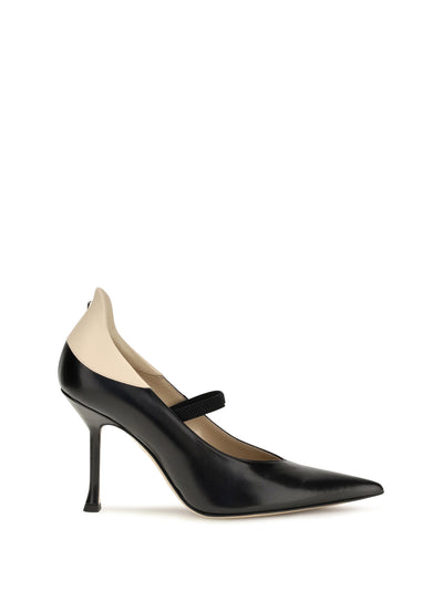 two-tone calfskin pumps