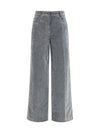 wide leg jeans in flocked denim