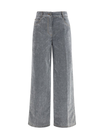 wide leg jeans in flocked denim