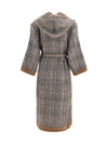 prince of wales double-knit mohair and wool coat with scarf