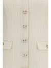 tailored mini dress with bouclé lace inserts