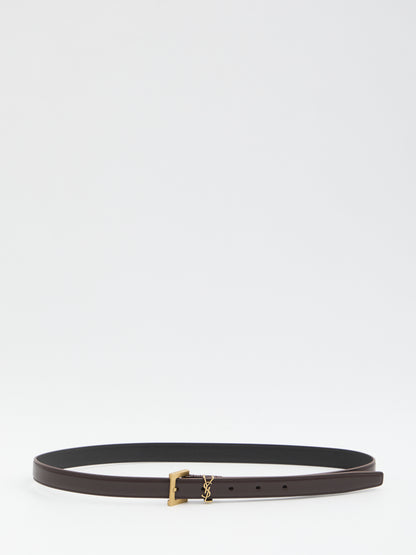 SAINT LAURENT 70 slim cassandre belt with square buckle