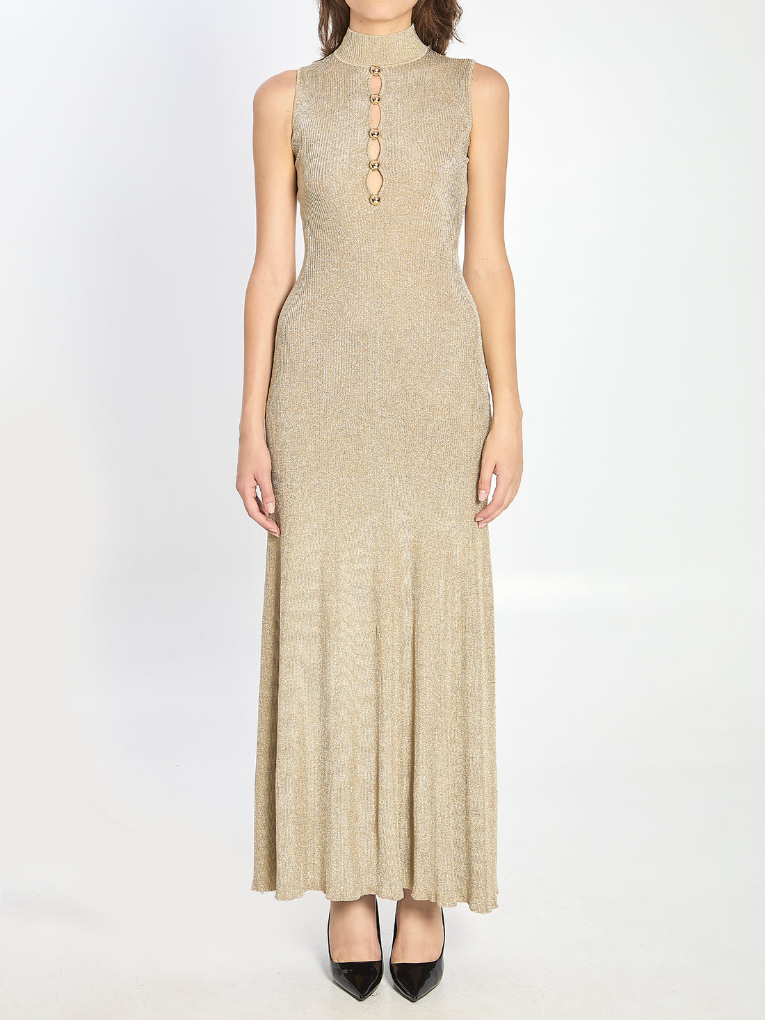 SELF PORTRAIT M gold maxi dress