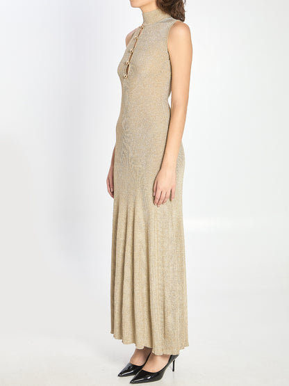 SELF PORTRAIT M gold maxi dress