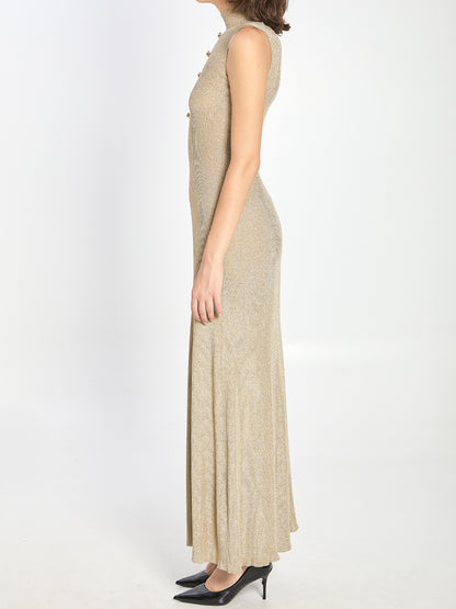 SELF PORTRAIT M gold maxi dress
