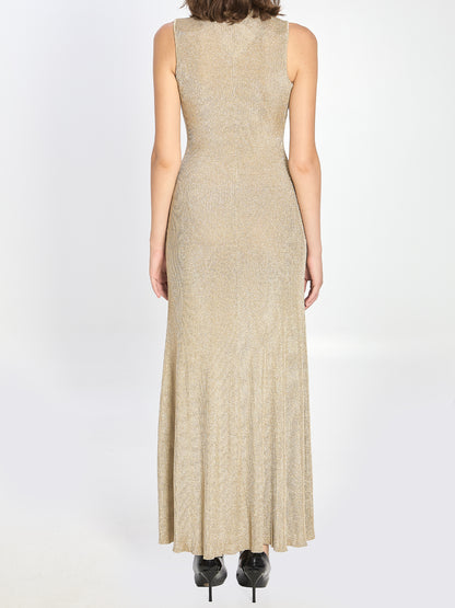 SELF PORTRAIT M gold maxi dress