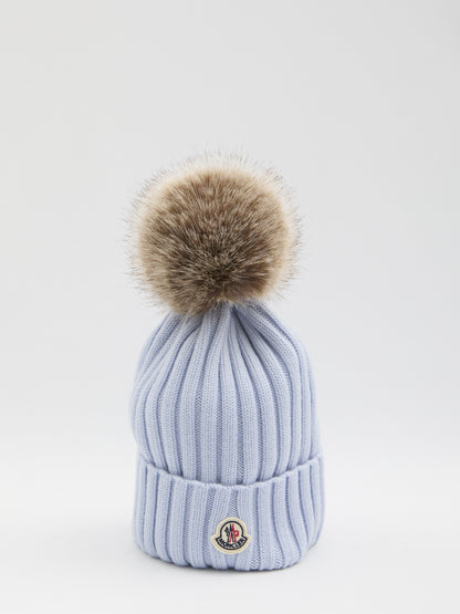 MONCLER OS wool beanie with pom pom