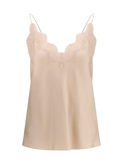 ROHE 36 silk camisole with lace detailing
