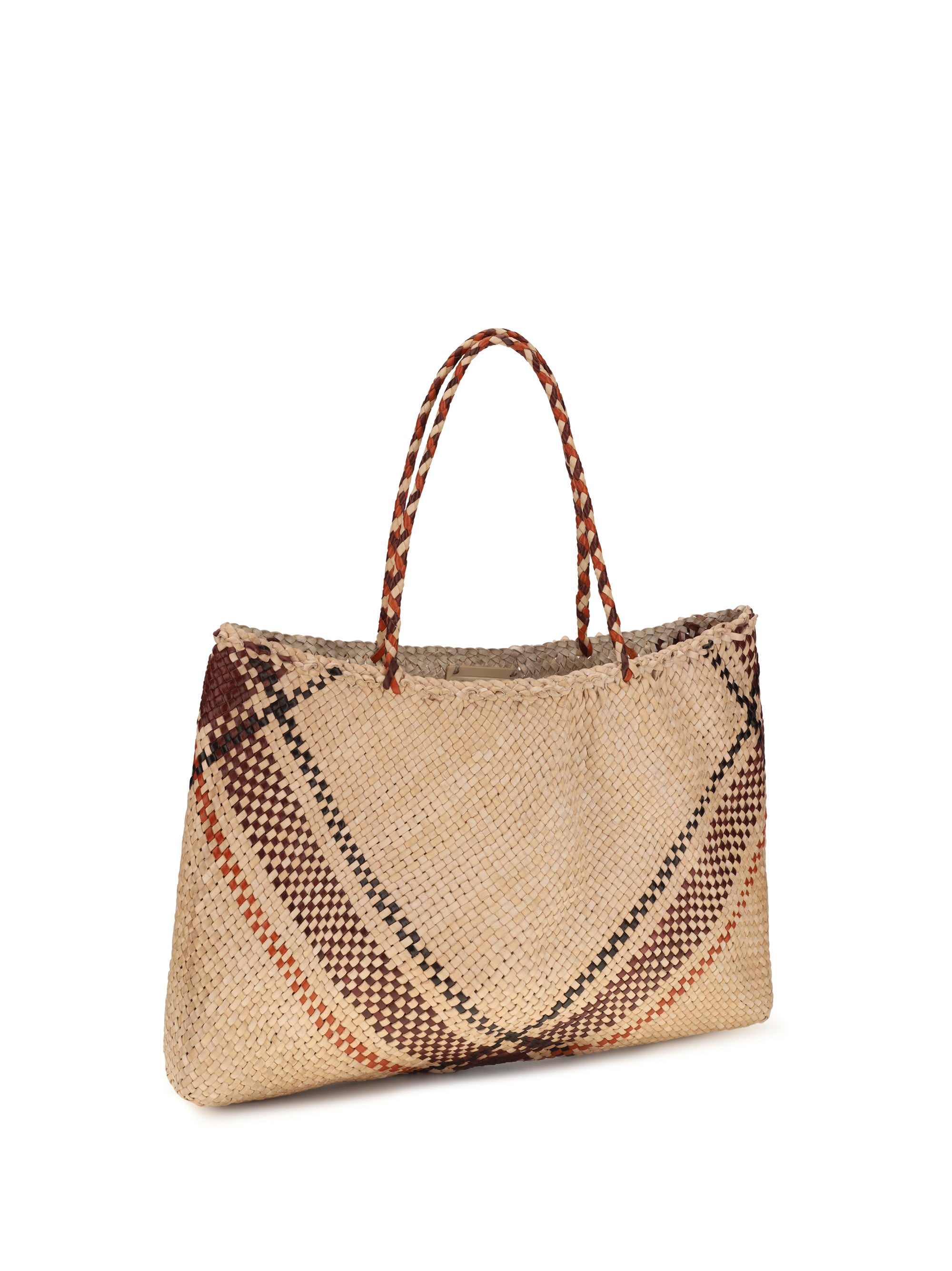 handwoven leather tote bag