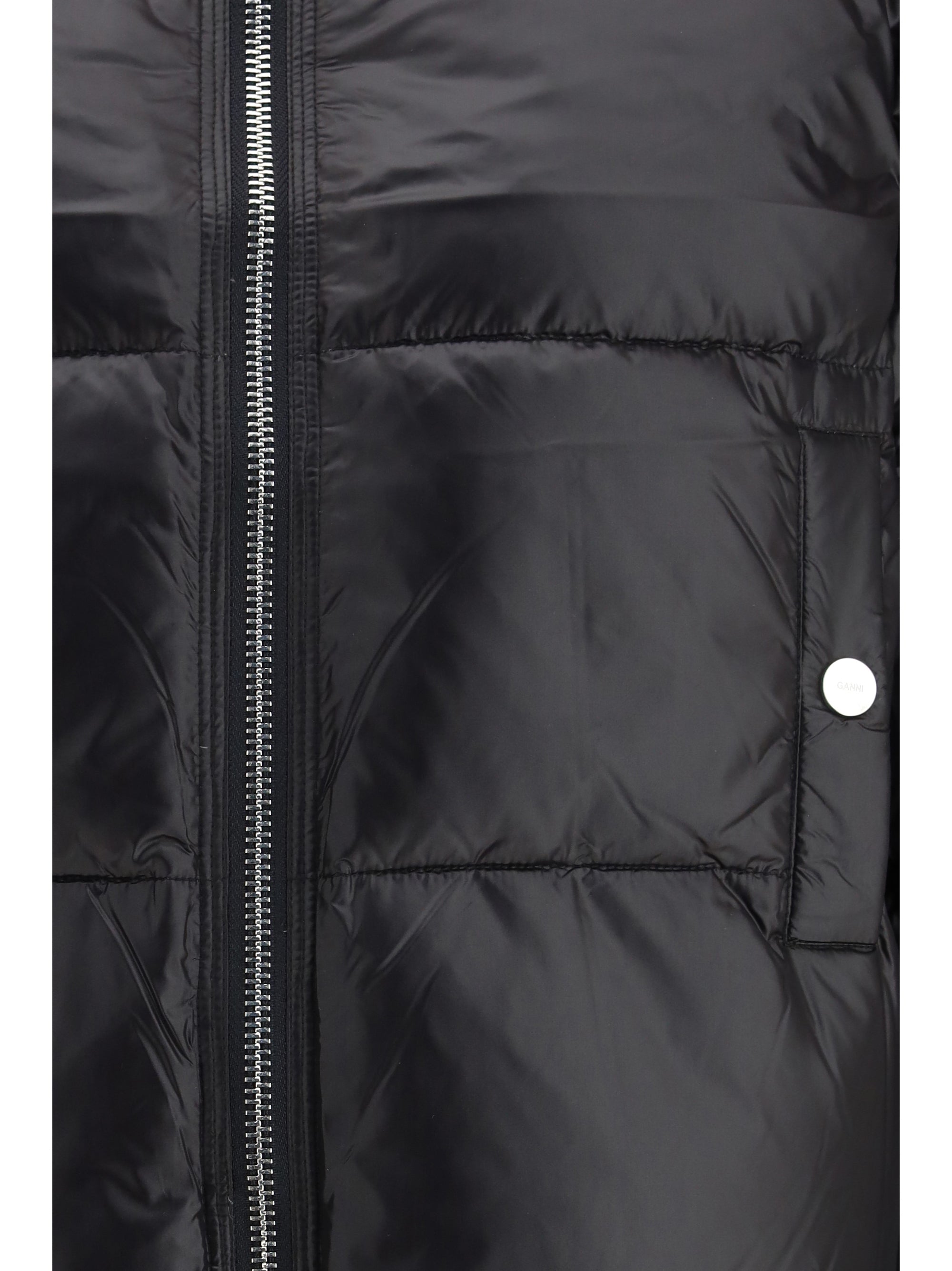 GANNI 36 shiny nylon short puffer jacket