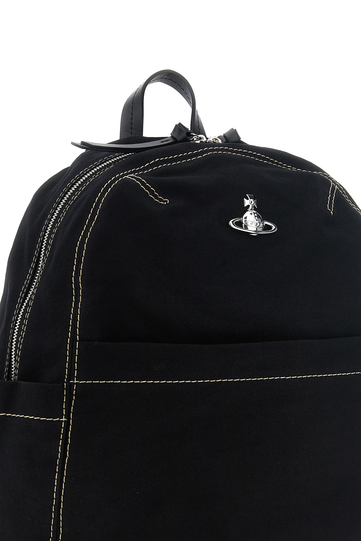 the vivienne westwood george medium backpack is made of sturdy black cotton ca