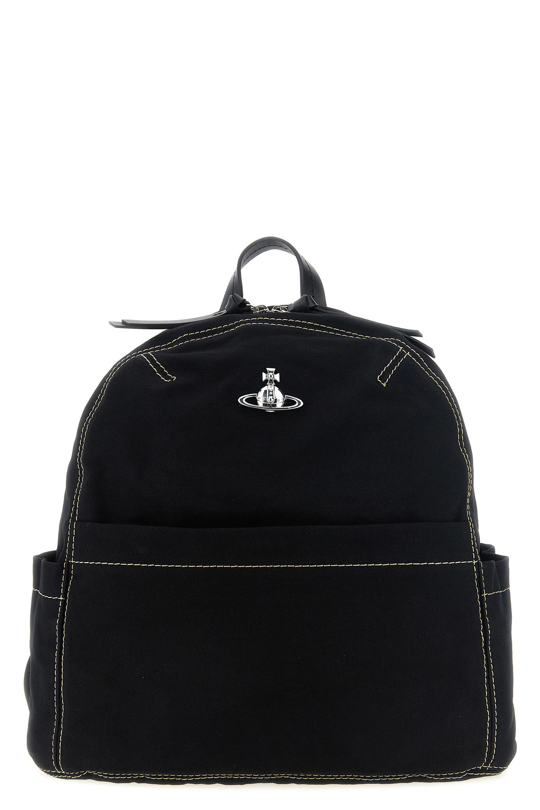 VIVIENNE WESTWOOD OS the vivienne westwood george medium backpack is made of sturdy black cotton ca