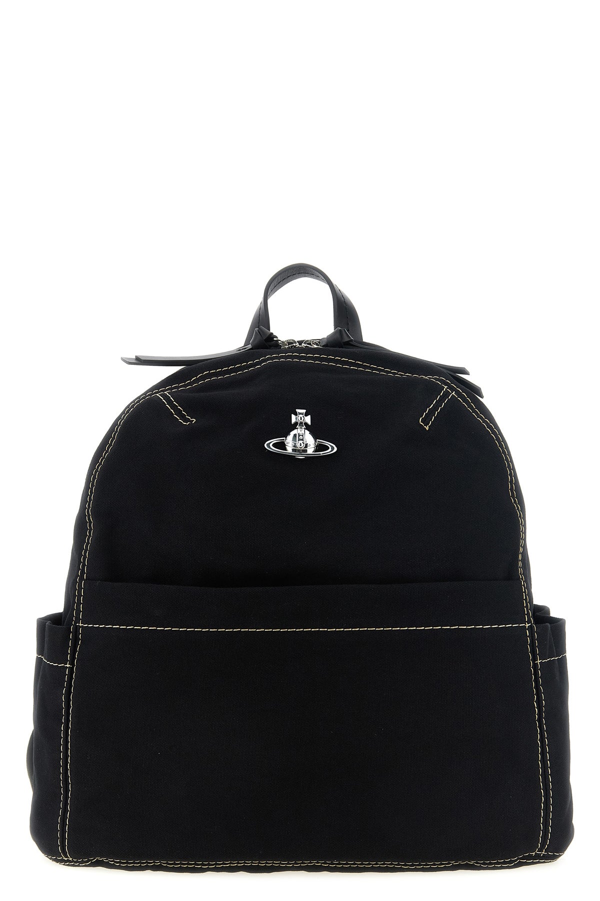 the vivienne westwood george medium backpack is made of sturdy black cotton ca
