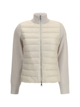MONCLER S padded jacket with wool sleeves