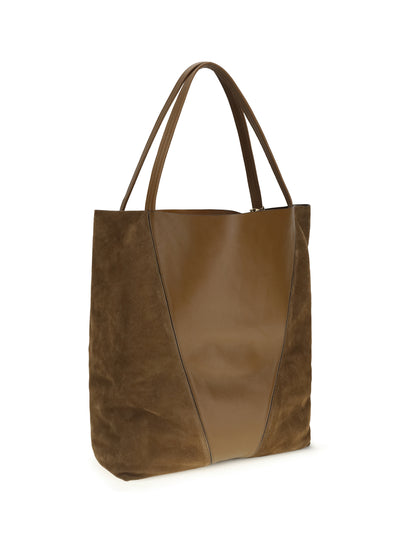 CHLOÉ OS spin tote bag in grenadine leather and suede