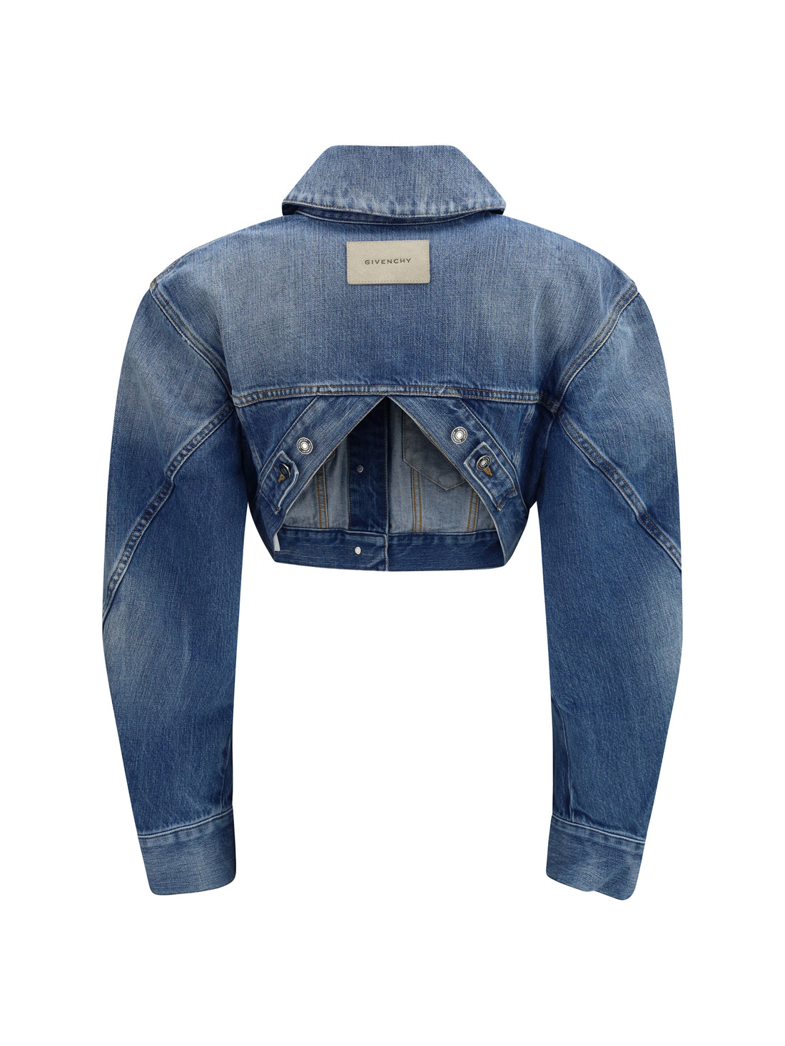 GIVENCHY 40 cropped open-back denim jacket