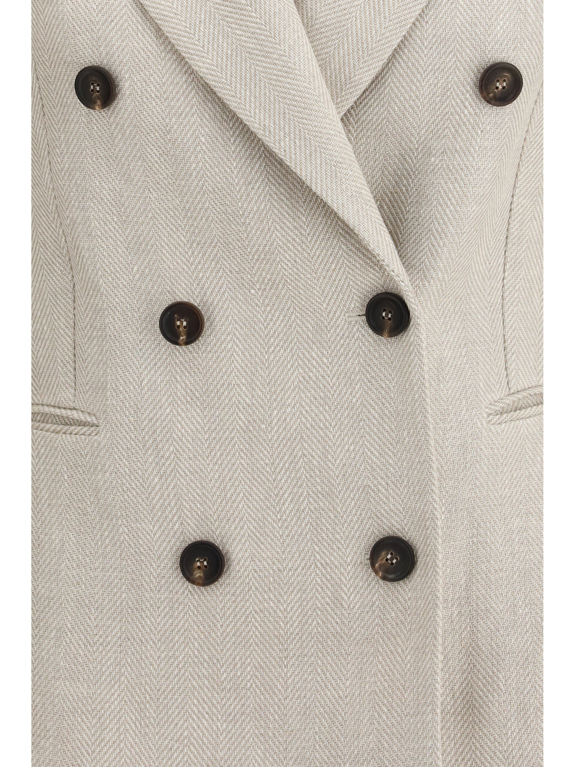 button herringbone blazer