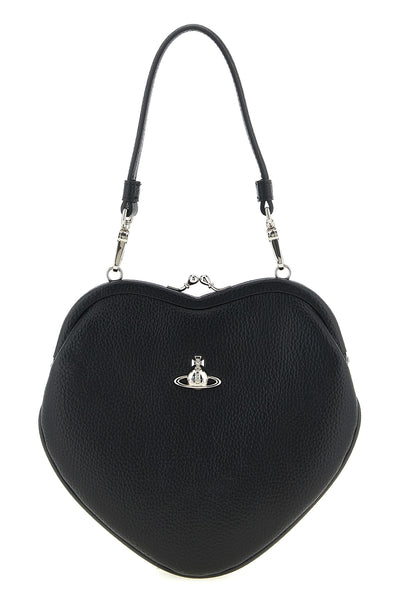 belle heart frame handbag in garnet leather-effect fabric