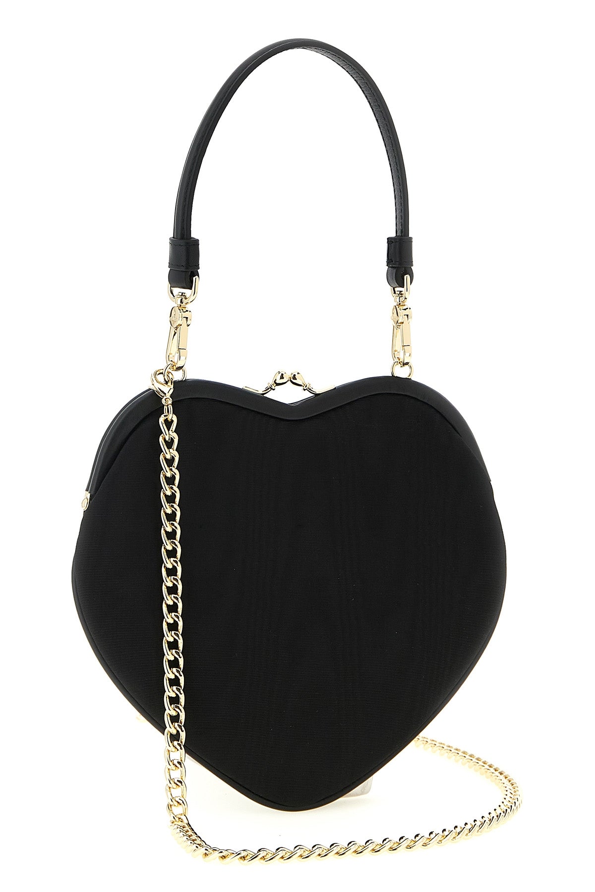 belle heart frame purse handbag in tulle and leather effect fabric