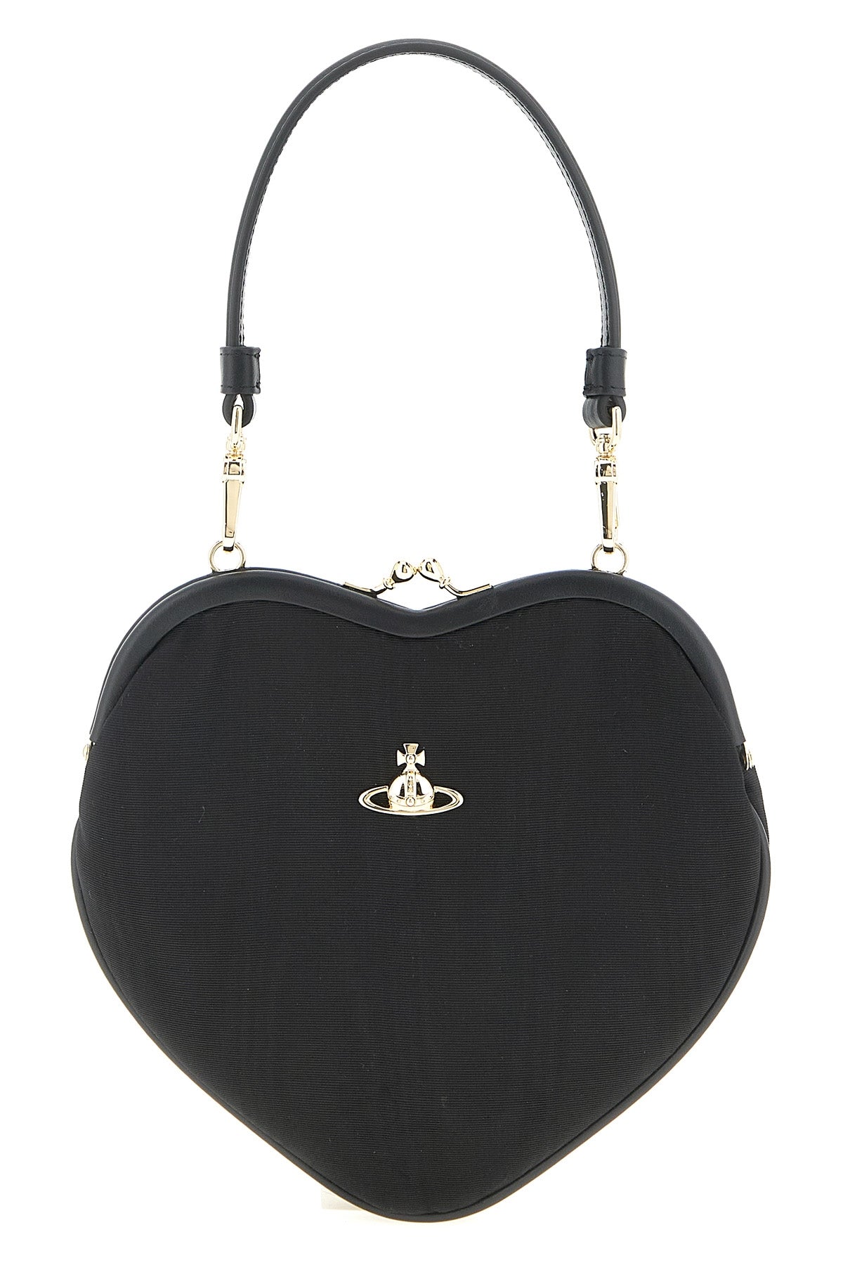 belle heart frame purse handbag in tulle and leather effect fabric