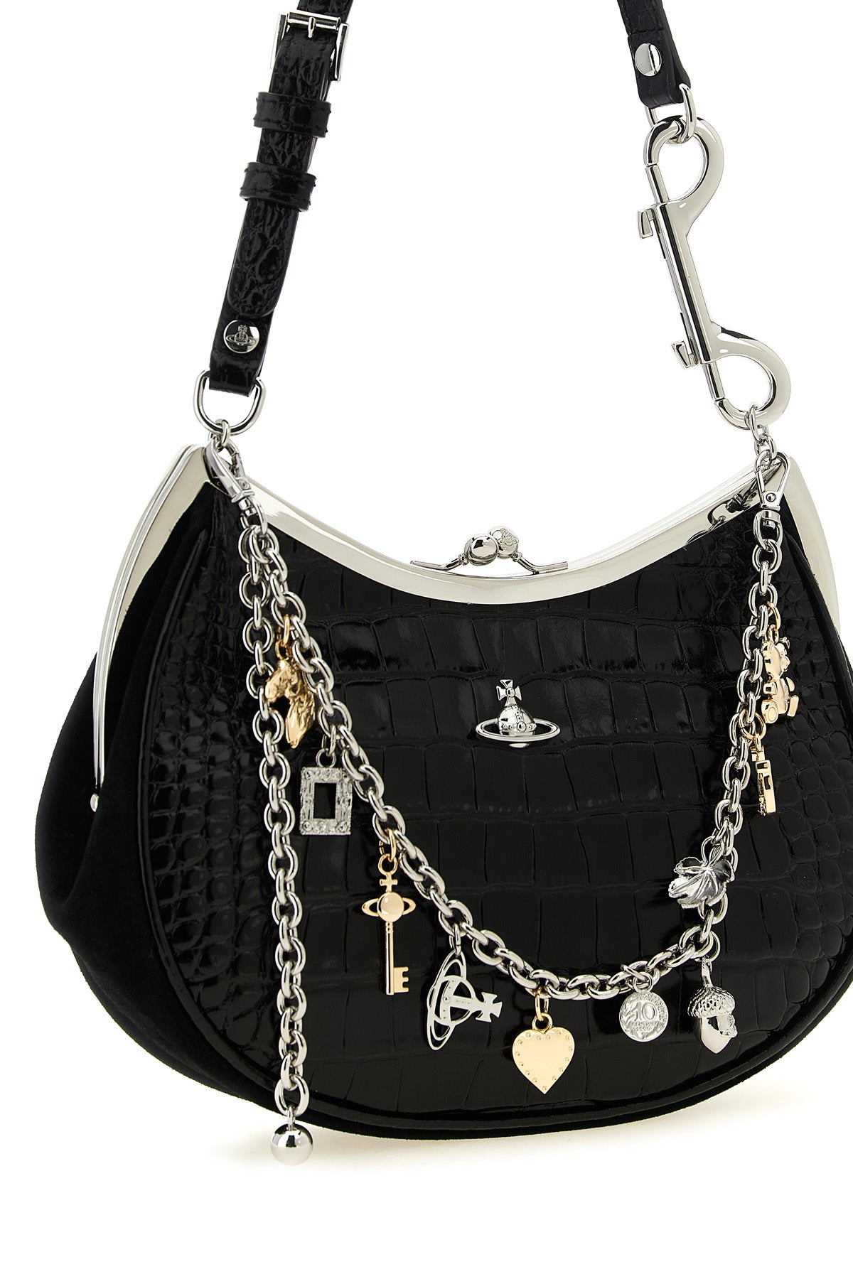 the vivienne westwood charm frame black shoulder bag redefines structured eleg