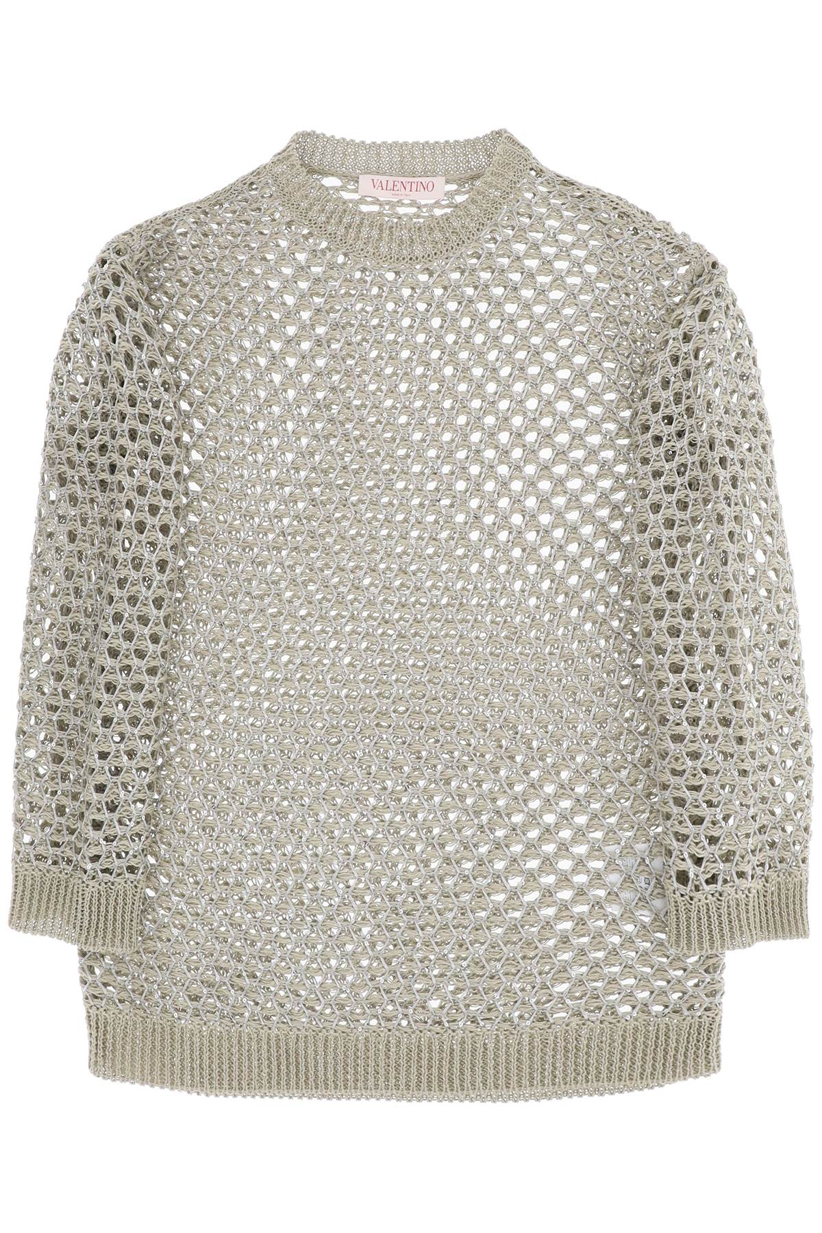 &quot;mesh knit pullover with sequins embell