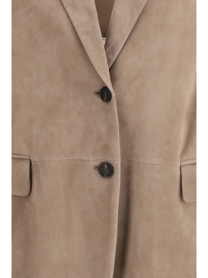 BRUNELLO CUCINELLI 42 suede jacket with monile