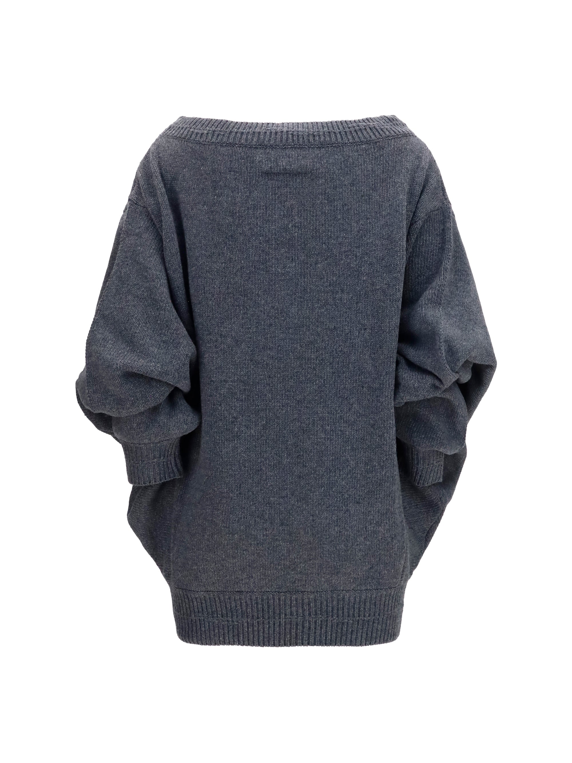 wool-blend mini dress with wide sleeves