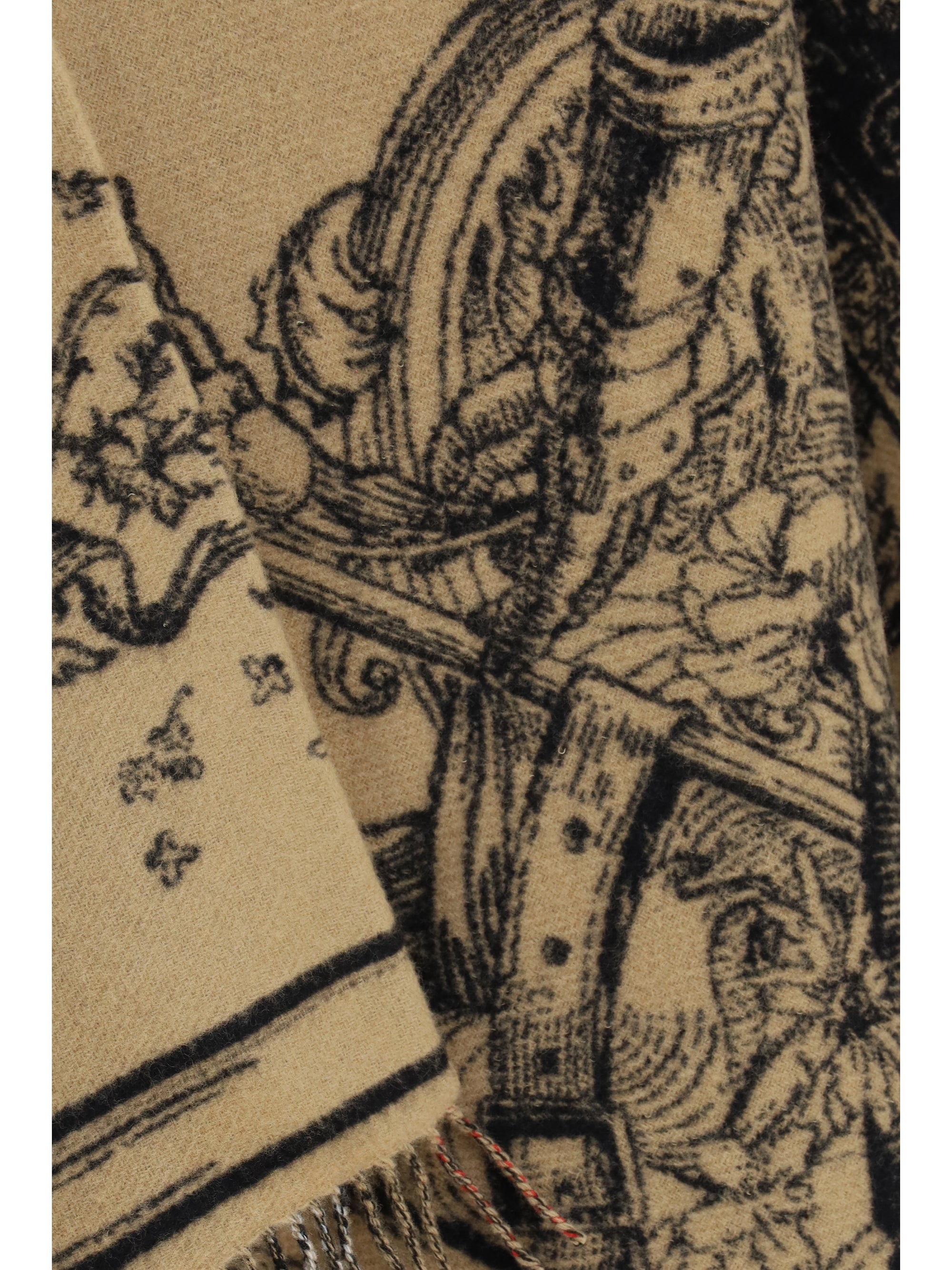wool knight-motif cape
