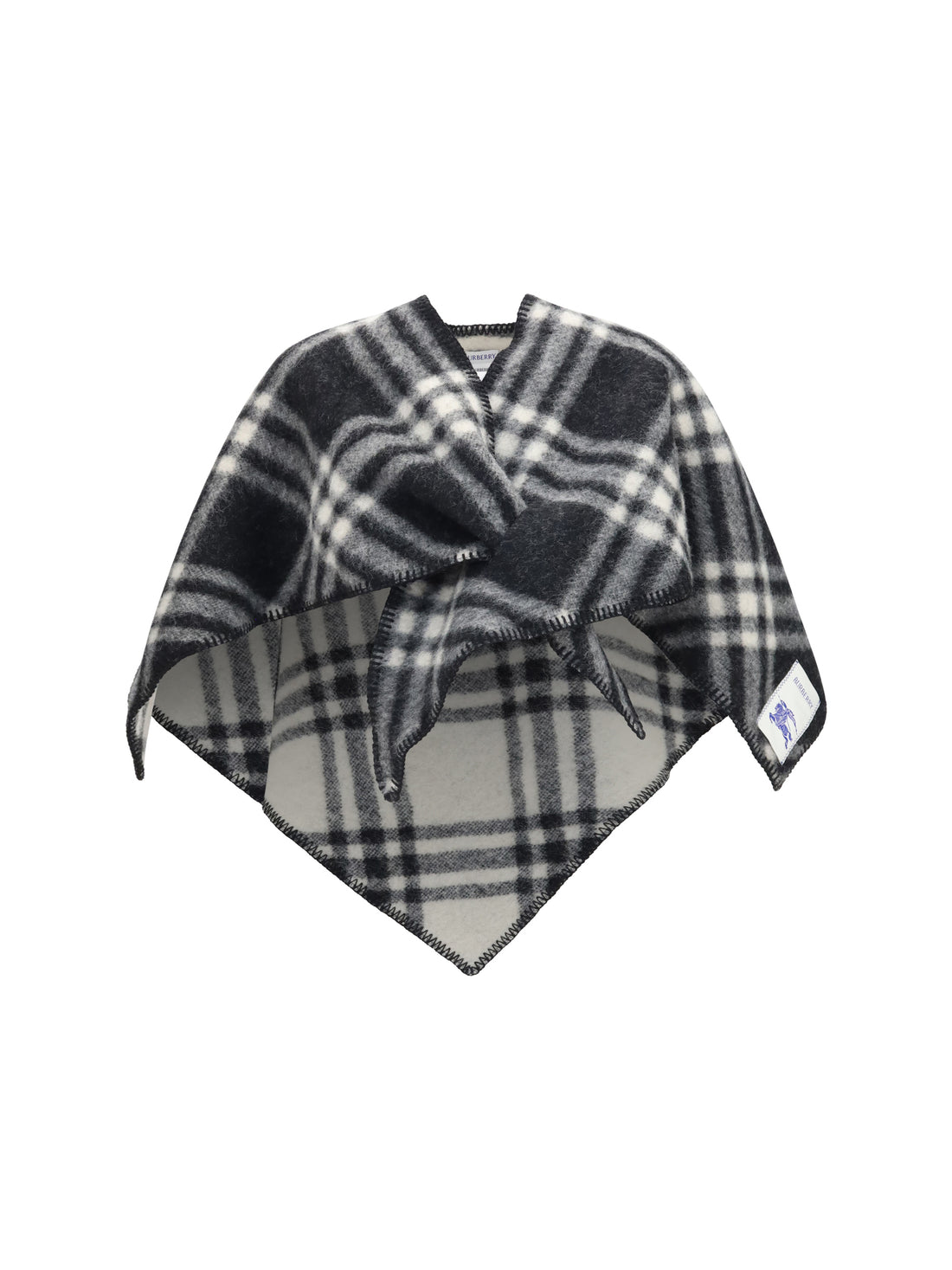 BURBERRY OS short wool check poncho