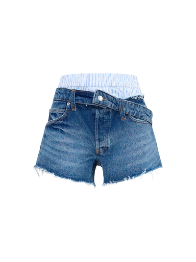denim shorts with boxer detail