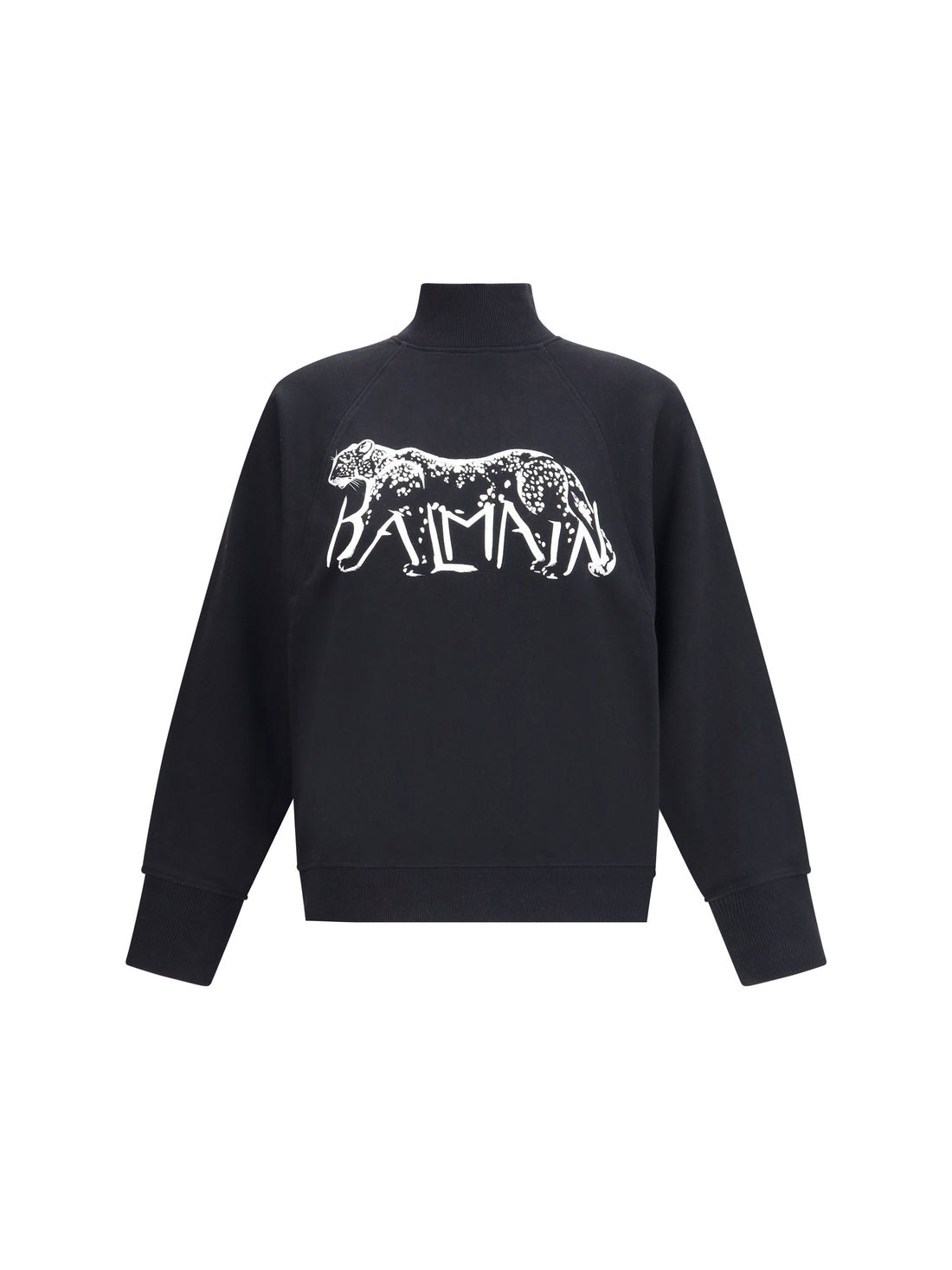 BALMAIN L leopard print high-neck sweatshirt