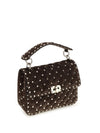 medium rockstud spike suede top handle bag