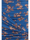 draped floral-print swim mini skirt