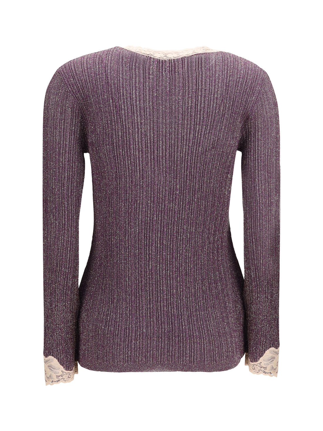 VALENTINO L lurex knit cardigan with lace