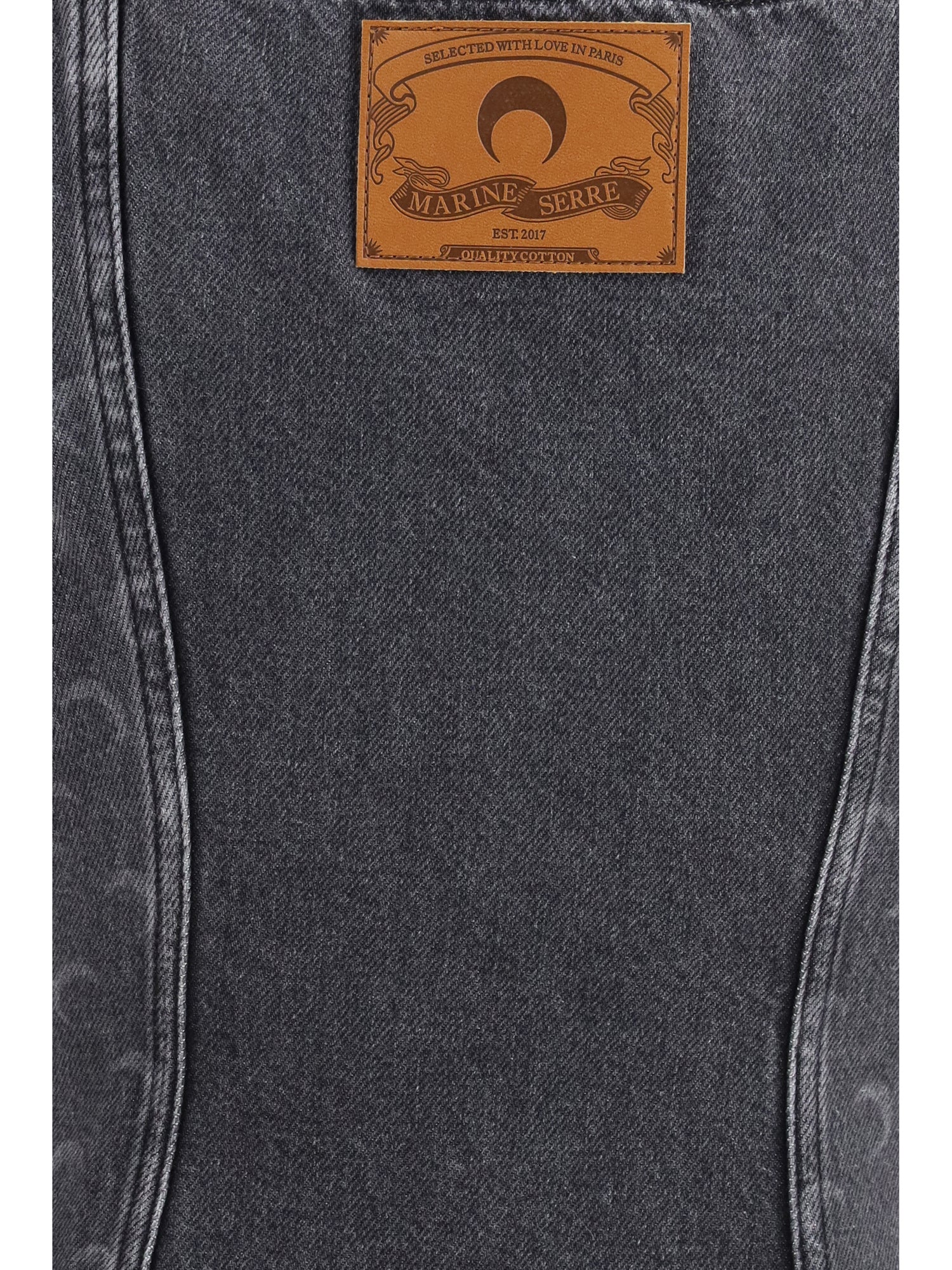 MARINE SERRE 36 moon laser denim sleeveless mini dress