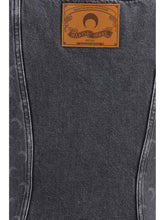 MARINE SERRE 36 moon laser denim sleeveless mini dress