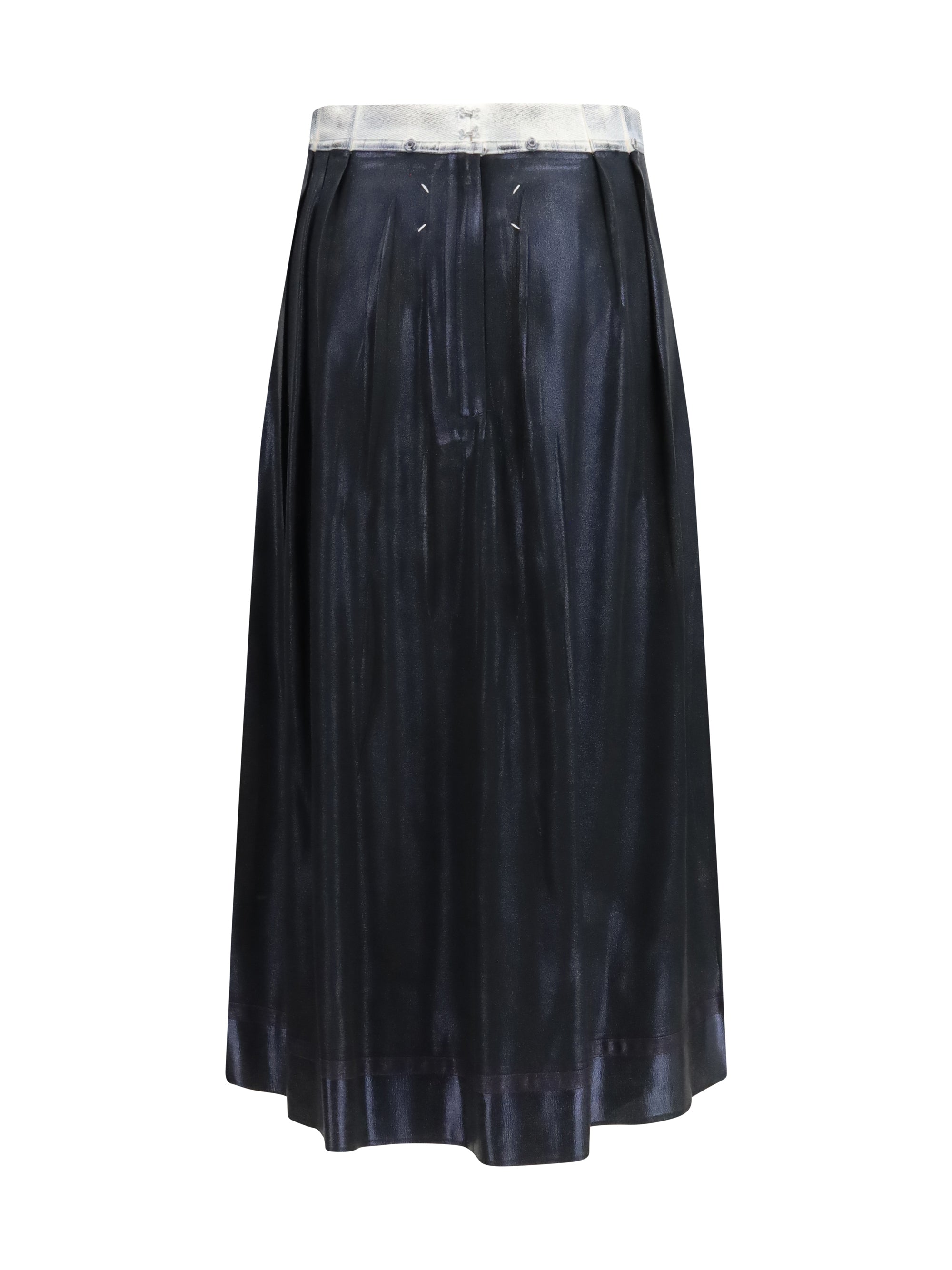 foil-treated midi skirt