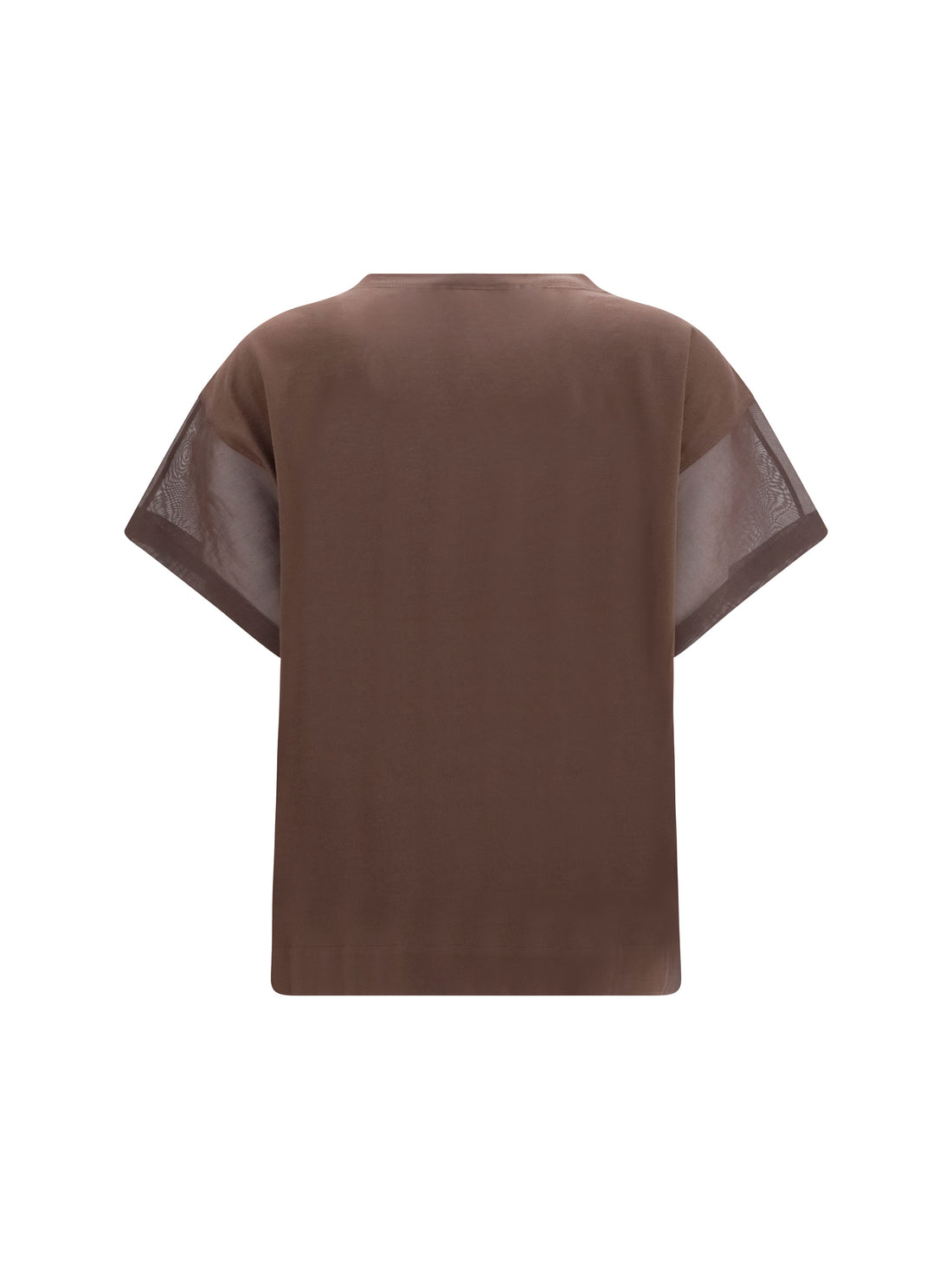 BRUNELLO CUCINELLI M cotton t-shirt with sheer sleeves and side panels
