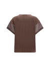 cotton t-shirt with sheer sleeves and side panels