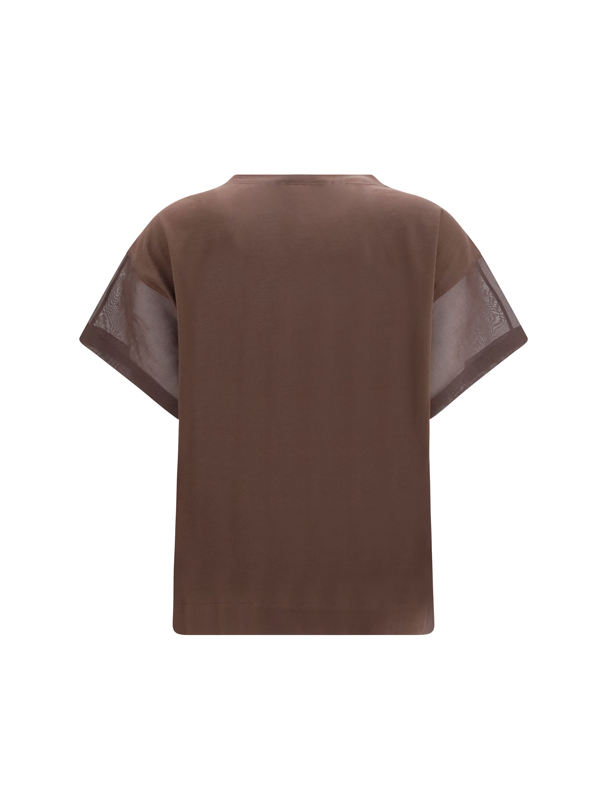 cotton t-shirt with sheer sleeves and side panels