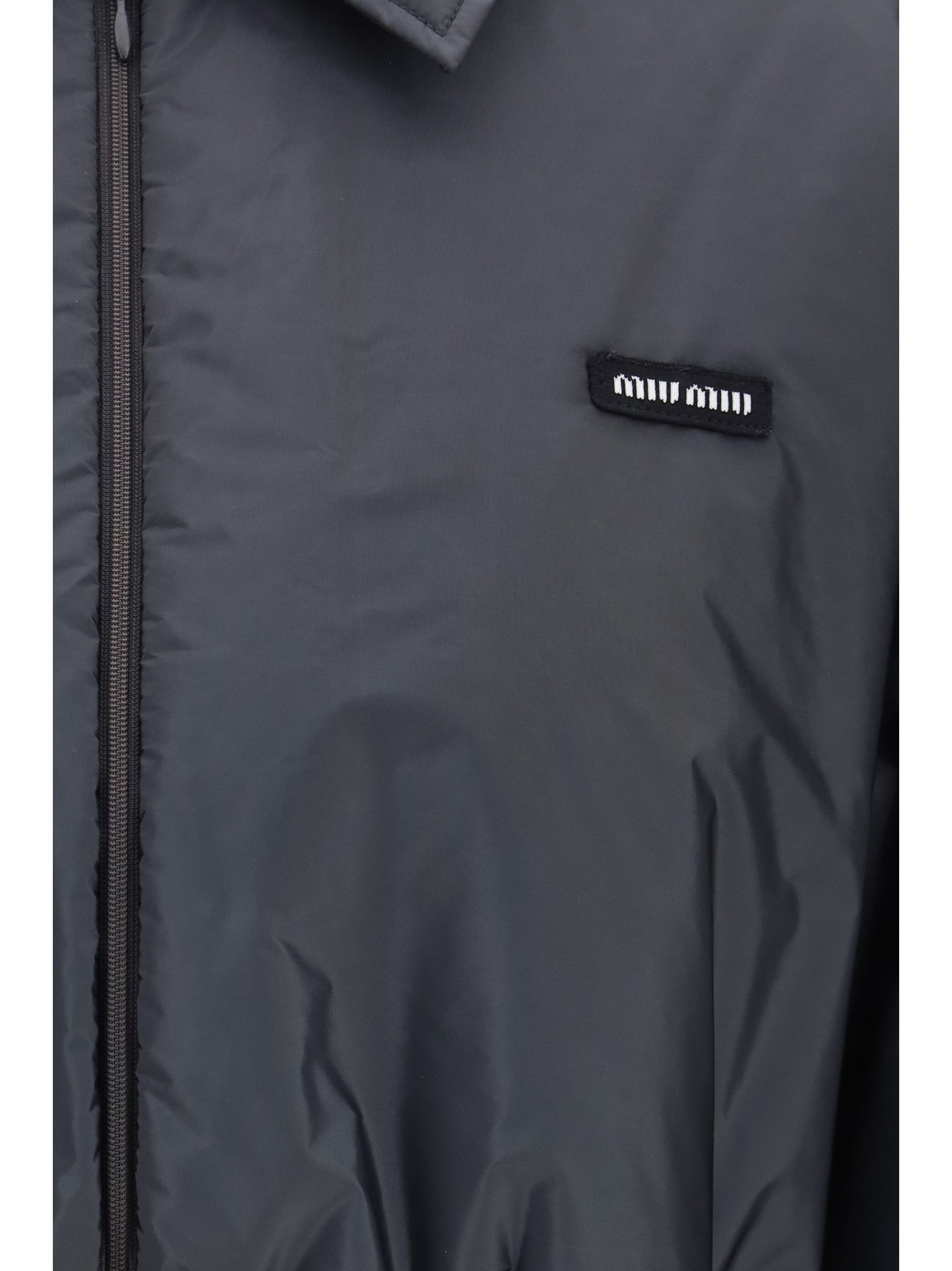 technical fabric and shearling windbreaker jacket