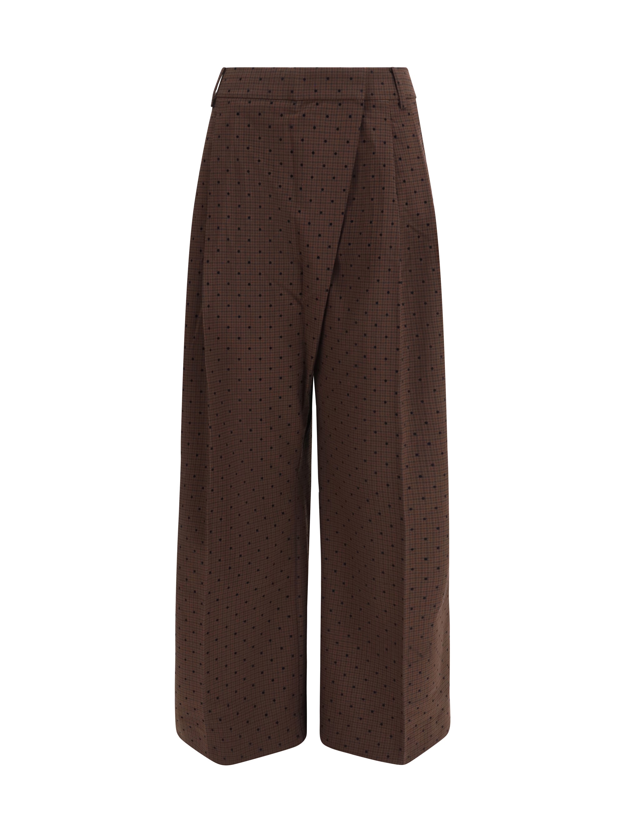 flocked plaid crossover pants