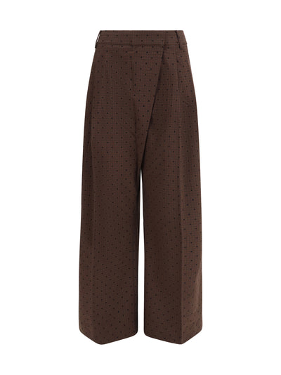 flocked plaid crossover pants