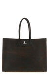 troy leather shopping bag