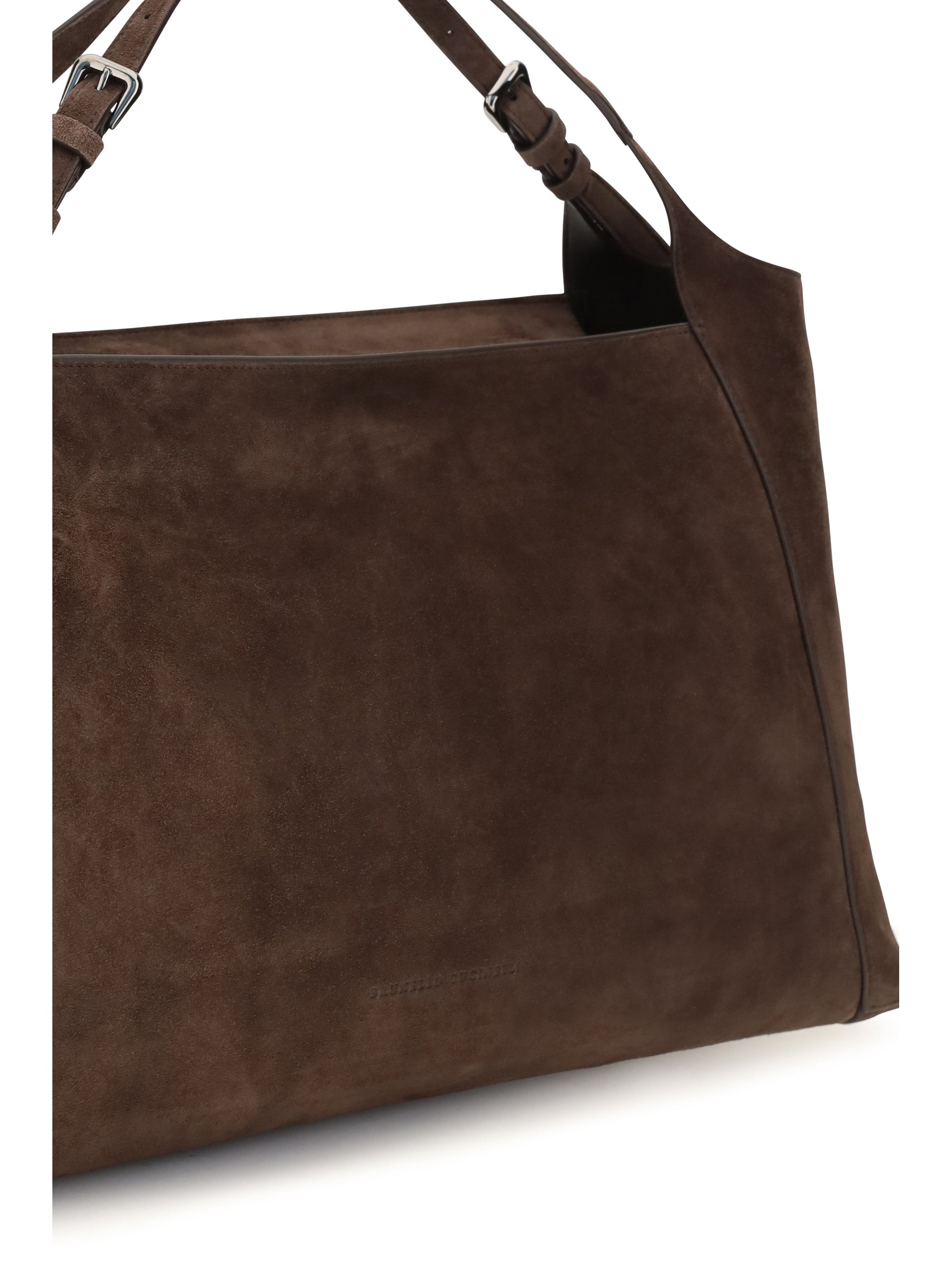 sartorial suede shoulder bag