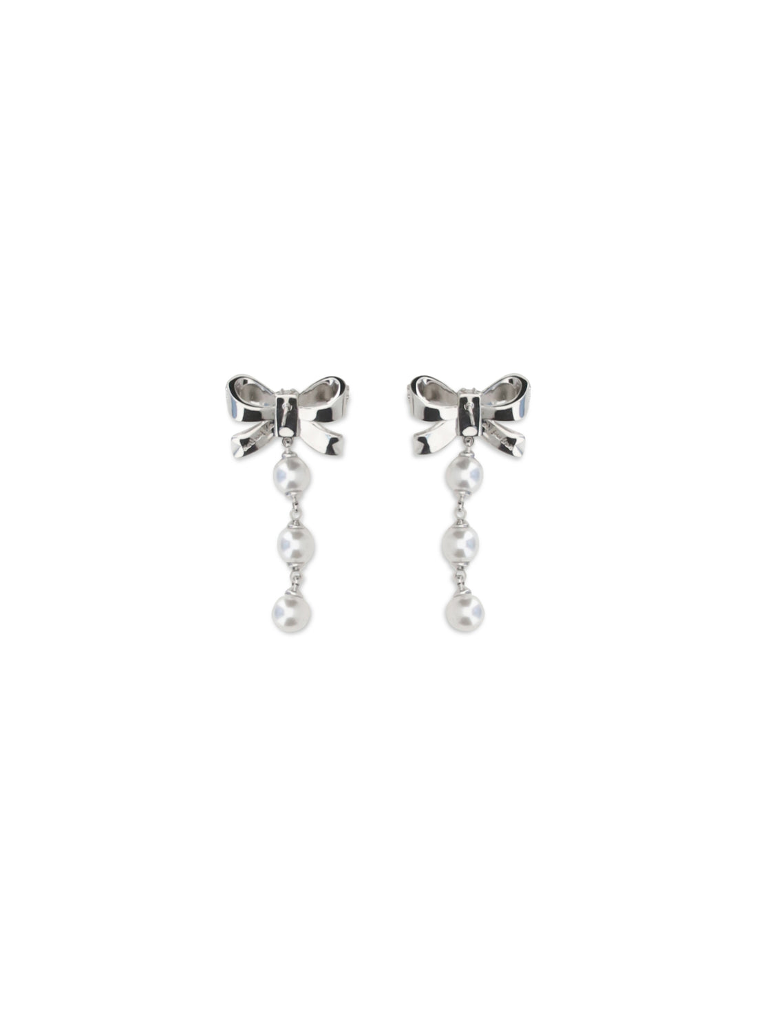 SELF-PORTRAIT OS crystal bow and pearl drop earrings