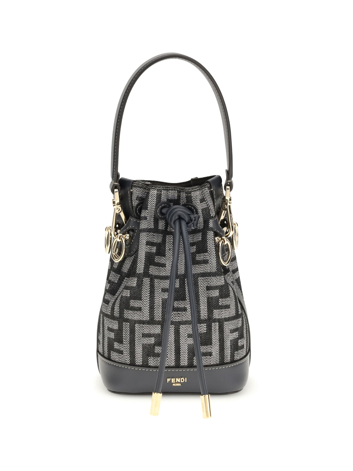 FENDI OS mon tresor denim-effect ff jacquard mini bucket bag