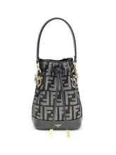 FENDI OS mon tresor denim-effect ff jacquard mini bucket bag